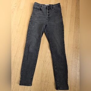 Everlane Buttonfly Black High Rise Stretch Skinny Ankle Denim Jeans Size 2